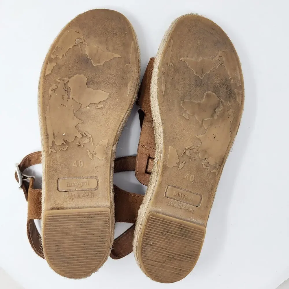 Anthro Maypol Kiltie Fringed Espadrille Sandals Women EU40/US9.5 Brown Suede